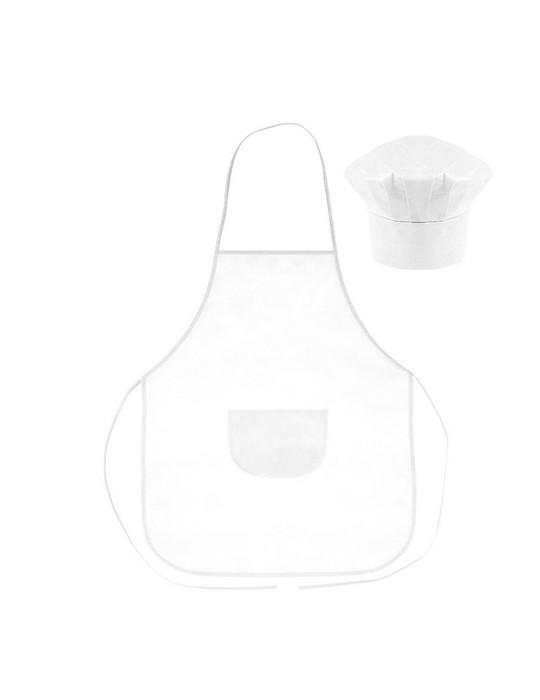 Set de cuisine, tablier de cuisine avec capuchon de cuisine, taille des enfants | Nedina Matières : non tissé Couleurs : blanc