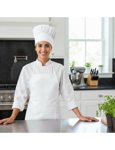Set de cuisine, tablier de cuisine avec capuchon de cuisine, taille des enfants | Nedina Matières : non tissé Couleurs : blanc 2