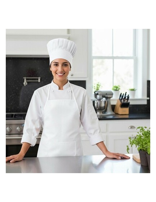 Set de cuisine, tablier de cuisine avec capuchon de cuisine, taille des enfants | Nedina Matières : non tissé Couleurs : blanc g