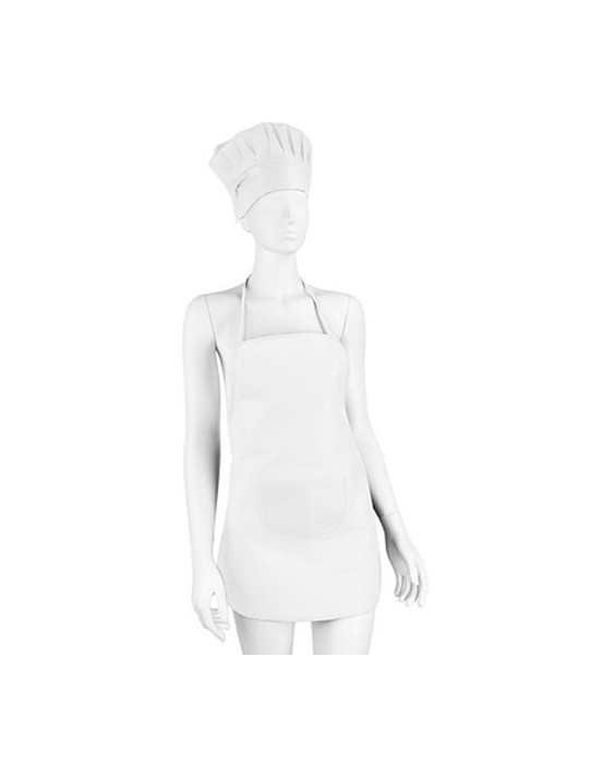 Set de cuisine, tablier de cuisine avec capuchon de cuisine, taille des enfants | Nedina Matières : non tissé Couleurs : blanc c