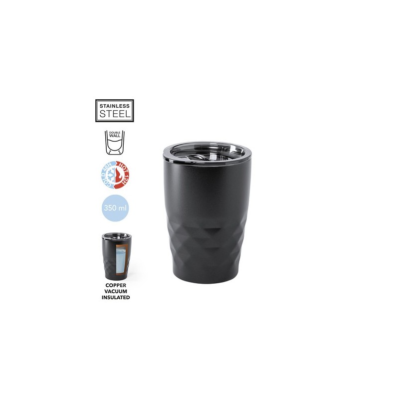 Mug Isotherme Éco-responsable Personnalisé en Verre Thermique Blur Matières : acier inoxydable Couleurs : doré objet promotionne