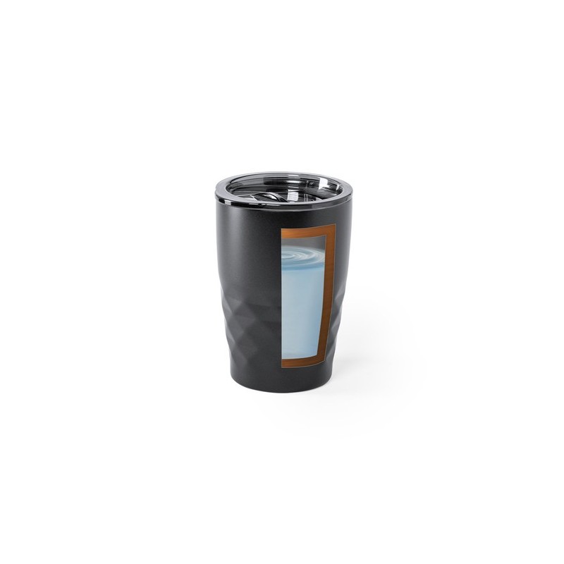 Mug Isotherme Éco-responsable Personnalisé en Verre Thermique Blur Matières : acier inoxydable Couleurs : doré impression logo h