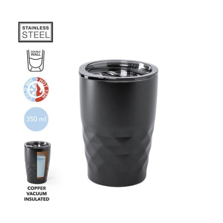 Mug Isotherme Éco-responsable Personnalisé en Verre Thermique Blur Matières : acier inoxydable Couleurs : noir impression haute 
