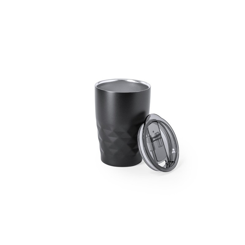 Mug Isotherme Éco-responsable Personnalisé en Verre Thermique Blur Matières : acier inoxydable Couleurs : noir personnalisation 