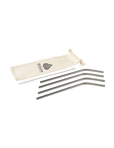 Reusable 4 pieces ECO Straw Set paille acier inoxydable