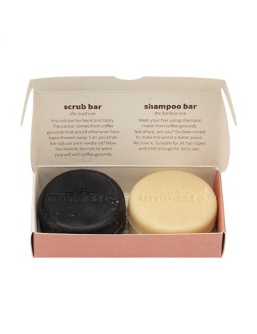 Unwaste Duopack Scrub & Shampoo bar Koffieolie
