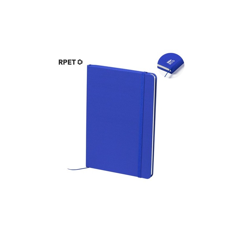 Bloc Notes Éco-responsable Personnalisé de Meivax Couleurs : bleu Matières : polyester recyclé marquage laser ultra précis
