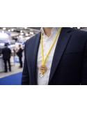 Lanière en cordon polyester avec une plaque ronde en bambou imprimée ou gravée