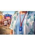 Lanière en cordon polyester tricolore avec badge en PVC