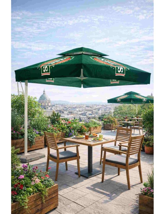 Parasol publicitaire décentré 3x3 m personnalisé