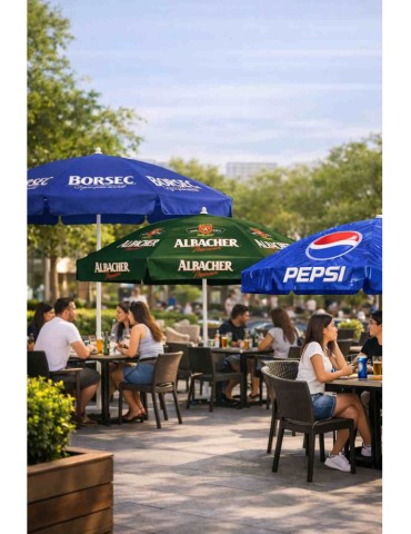 Parasol publicitaire rond professionnel personnalisé