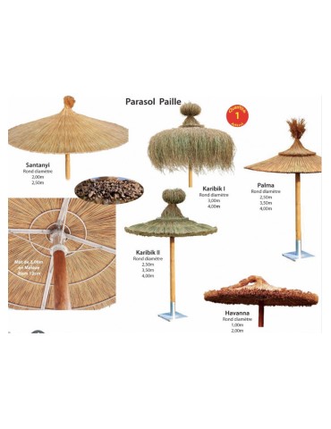 Parasol publicitaire en paille personnalisé