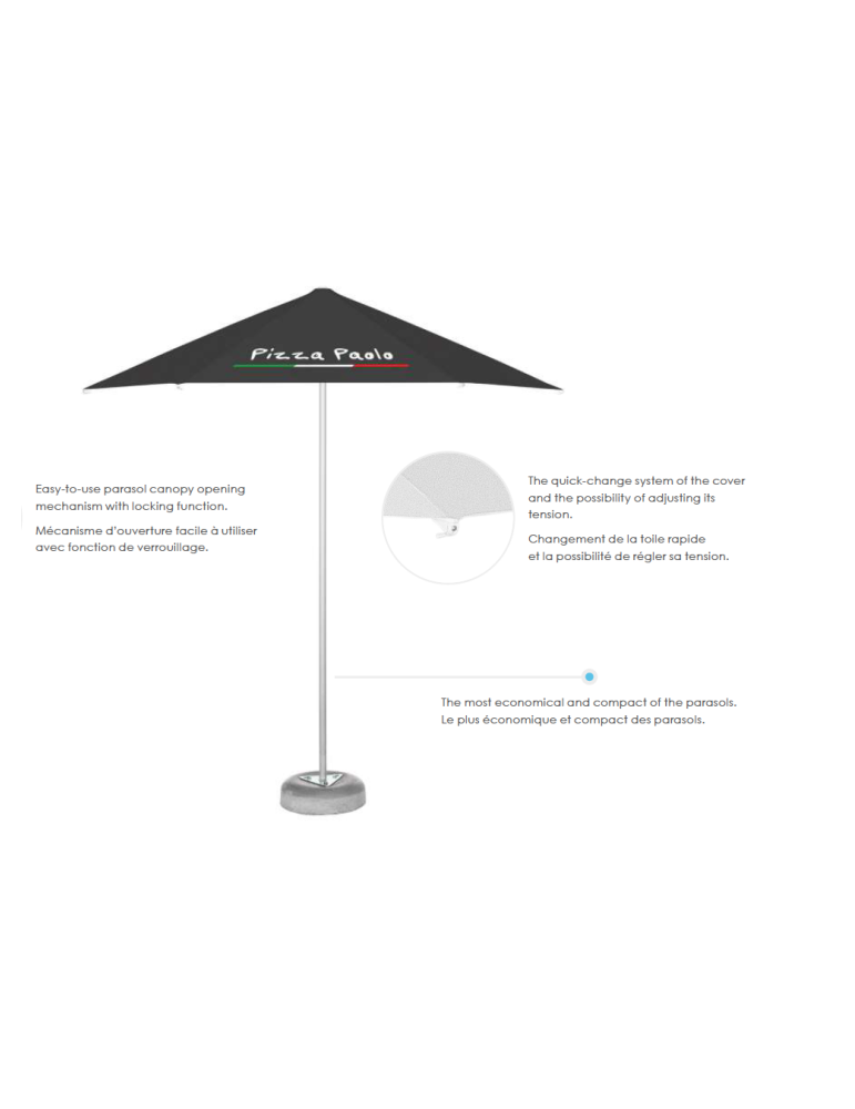 Parasol publicitaire professionnel restaurant personnalisé