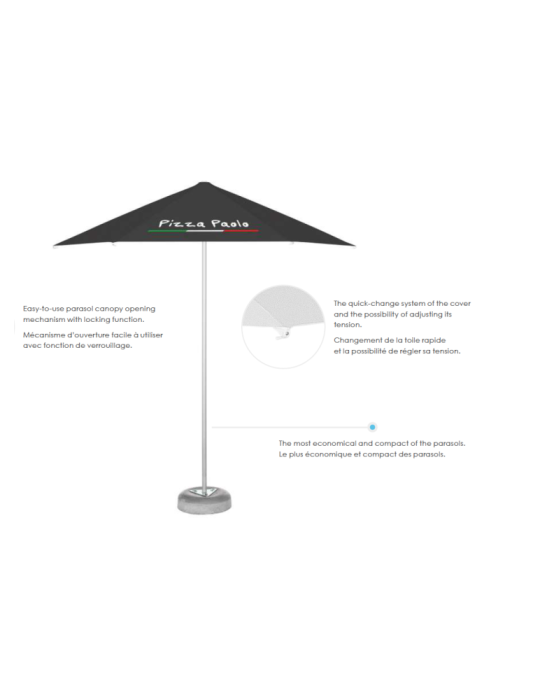 Parasol publicitaire professionnel restaurant personnalisé