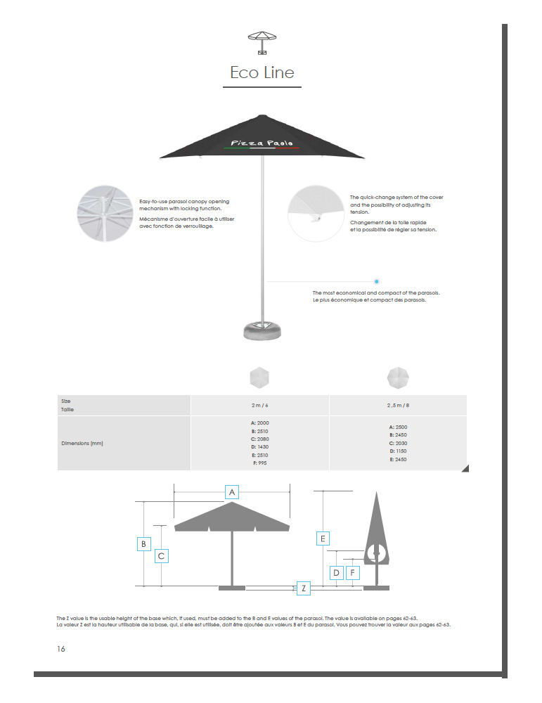 Parasol publicitaire professionnel restaurant personnalisé