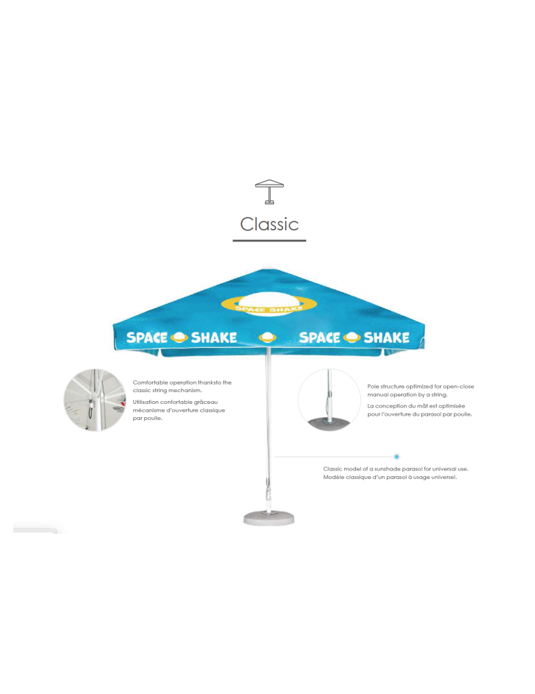 Parasol publicitaire professionnel classique personnalisé