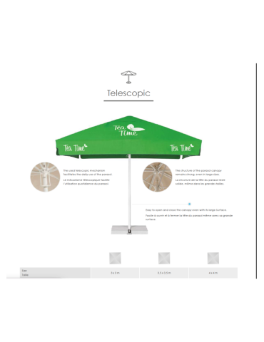 Parasol publicitaire télescopique professionnel personnalisé