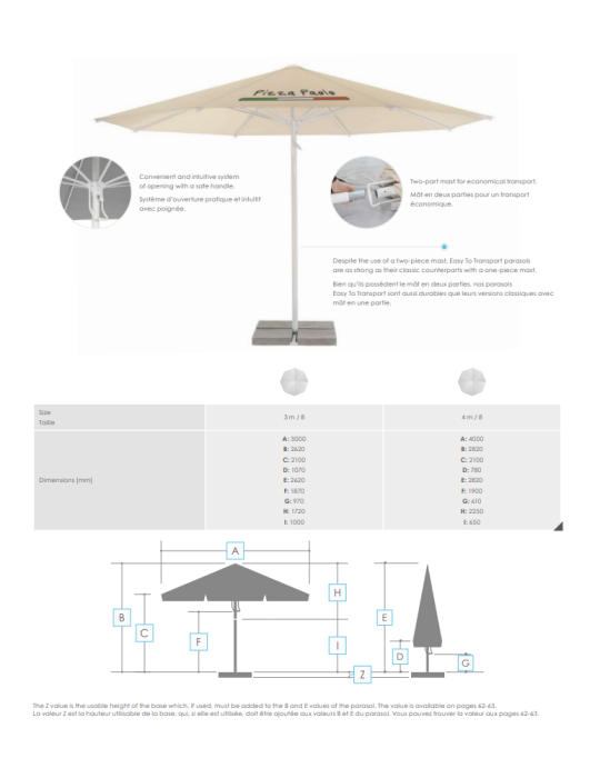 Parasol publicitaire FT pliable personnalisé