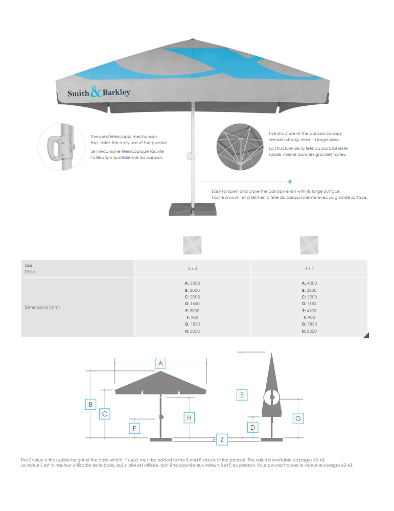 Parasol publicitaire FT pliable personnalisé