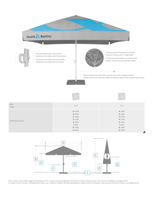 Parasol publicitaire FT pliable personnalisé