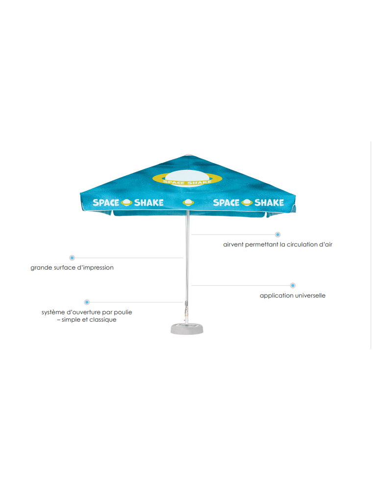 Parasol publicitaire Riviera 3x3 m personnalisé