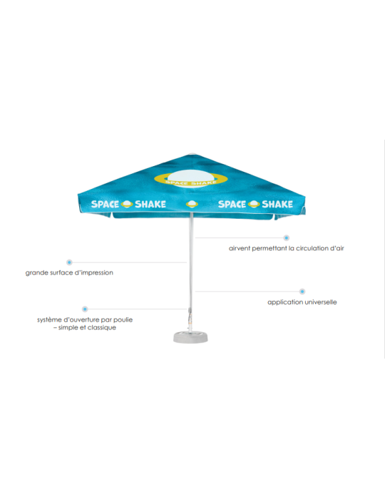 Parasol publicitaire Riviera 3x3 m personnalisé
