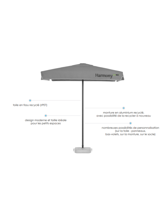 Parasol publicitaire Harmony 2x2 m personnalisé