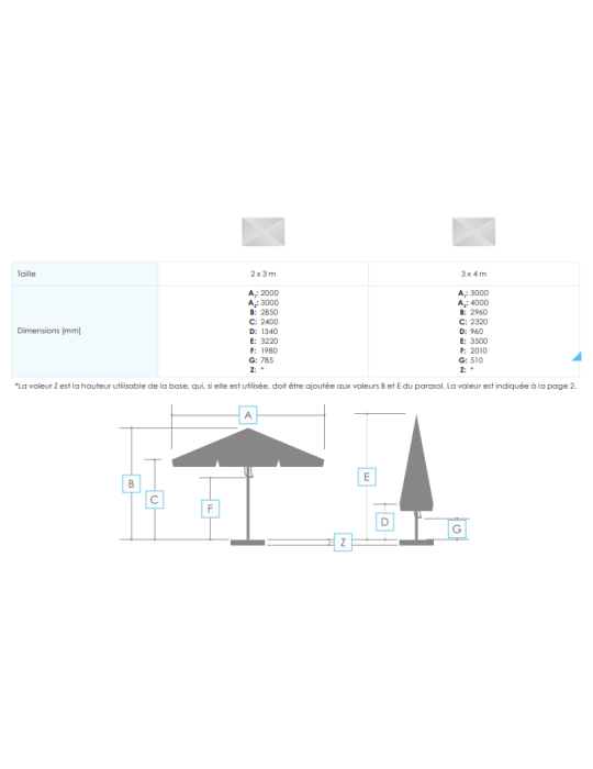 Parasol publicitaire rectangulaire 2x3 m personnalisé