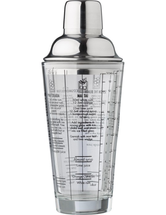 Shaker gradué personnalisé en verre et en inox Adela pas cher