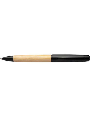 Stylo bille twist en acier inoxydable et bambou Anke