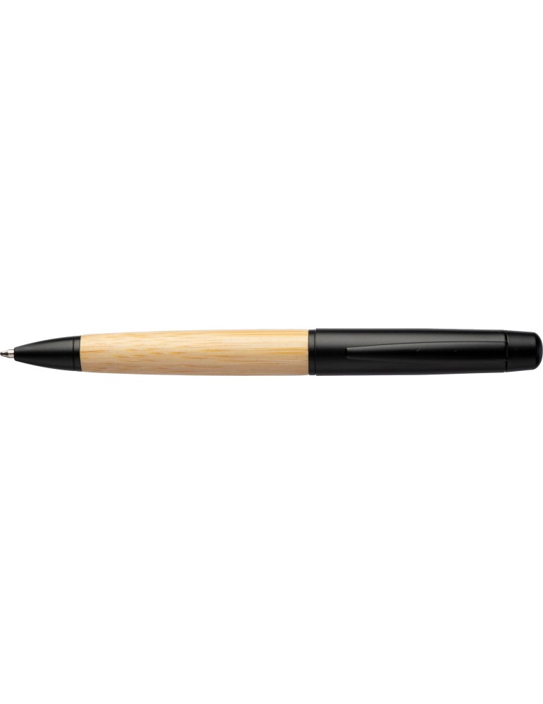 Stylo bille twist personnalisé en acier inoxydable et bambou Anke pas cher