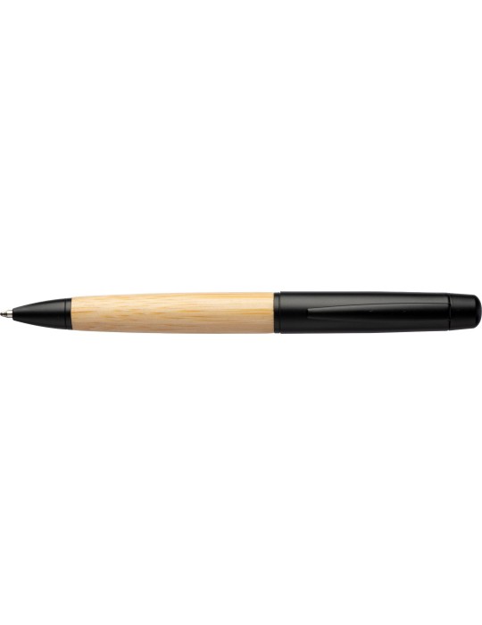 Stylo bille twist personnalisé en acier inoxydable et bambou Anke pas cher
