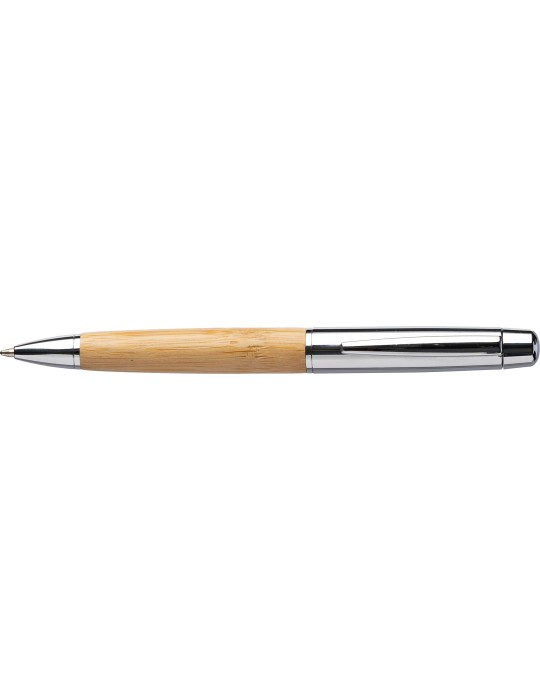 Stylo bille twist personnalisé en acier inoxydable et bambou Anke pas cher