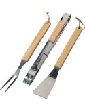 Set barbecue Kaitlyn | Inox | 3 pcs | Manches en bois