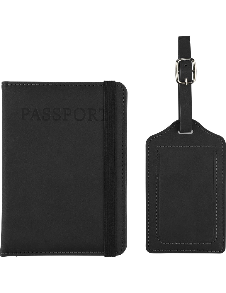 Porte-passeport et étiquette de bagage en PU recyclé Zani