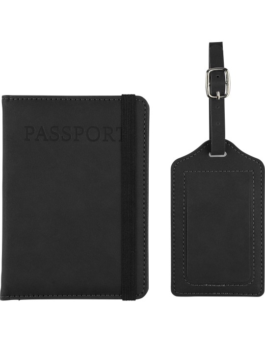 Porte-passeport et étiquette de bagage en PU recyclé Zani