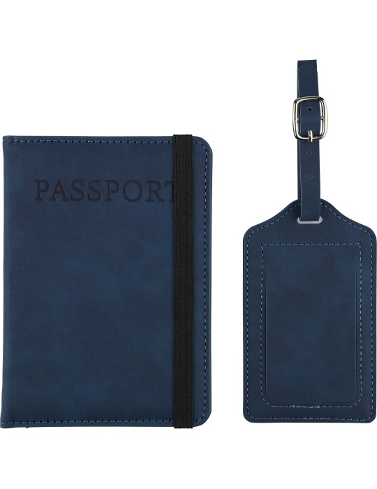 Porte-passeport et étiquette de bagage en PU recyclé Zani