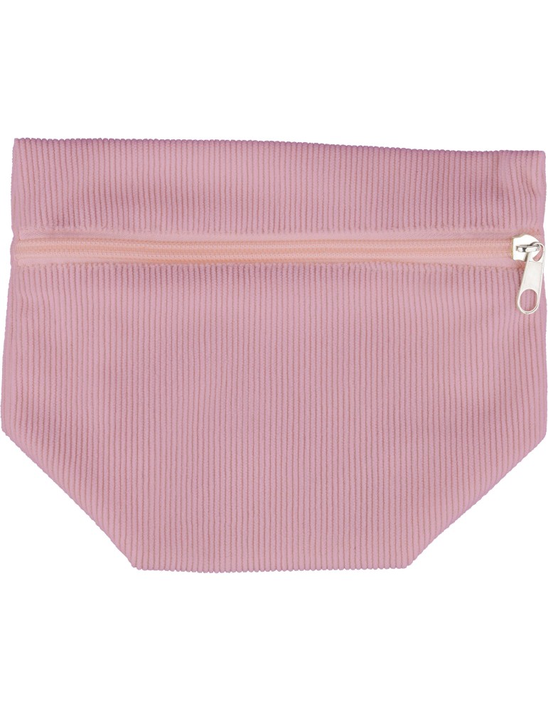 Trousse à maquillage zippée en velours côtelé Tia