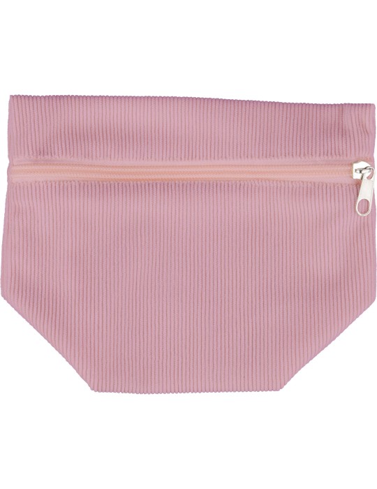 Trousse à maquillage zippée en velours côtelé Tia