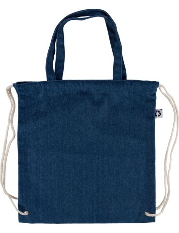 Sac à dos cordelette en denim recyclé Dex