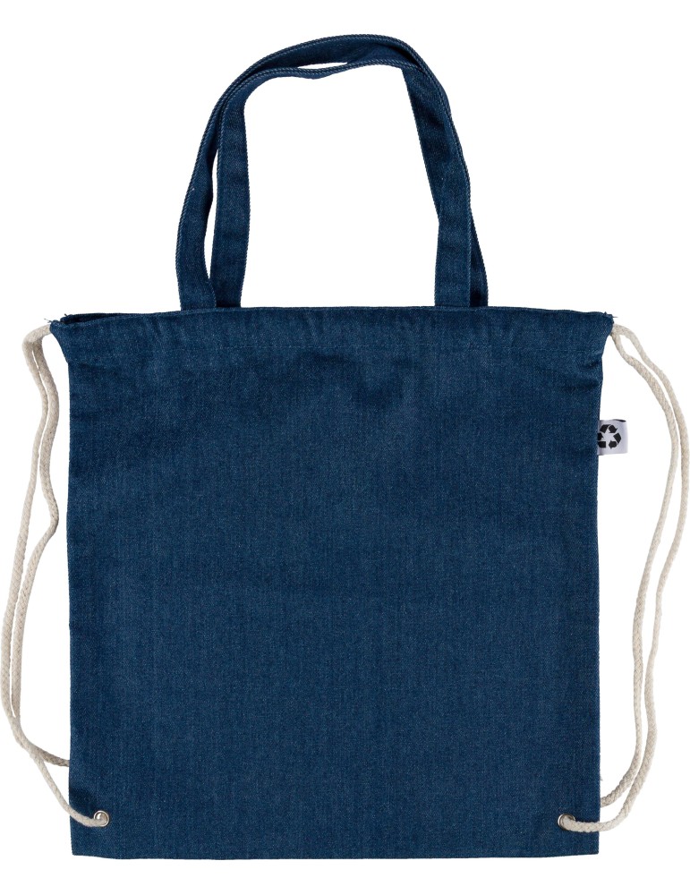Sac à dos cordelette en denim recyclé Dex