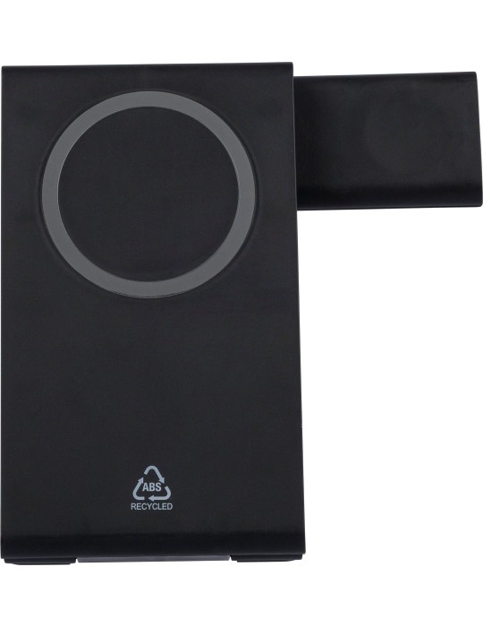 Power bank magnétique sans fil 3 en 1 en ABS recyclé Valerio