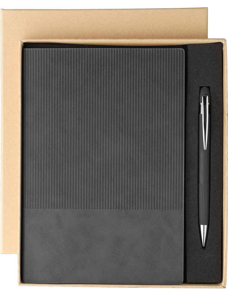 Ensemble carnet A5 et stylo à bille en PU recyclé Tarek