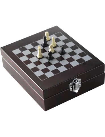 Set de vin Renée | Coffret en bois | Couvercle damier | 4 pcs