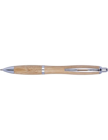 Stylo bille Carson | Bambou | Détails argent
