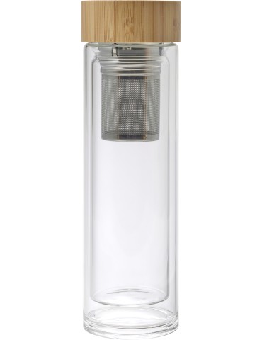 Gourde Vicente | Verre | Couvercle bambou | 420 ml