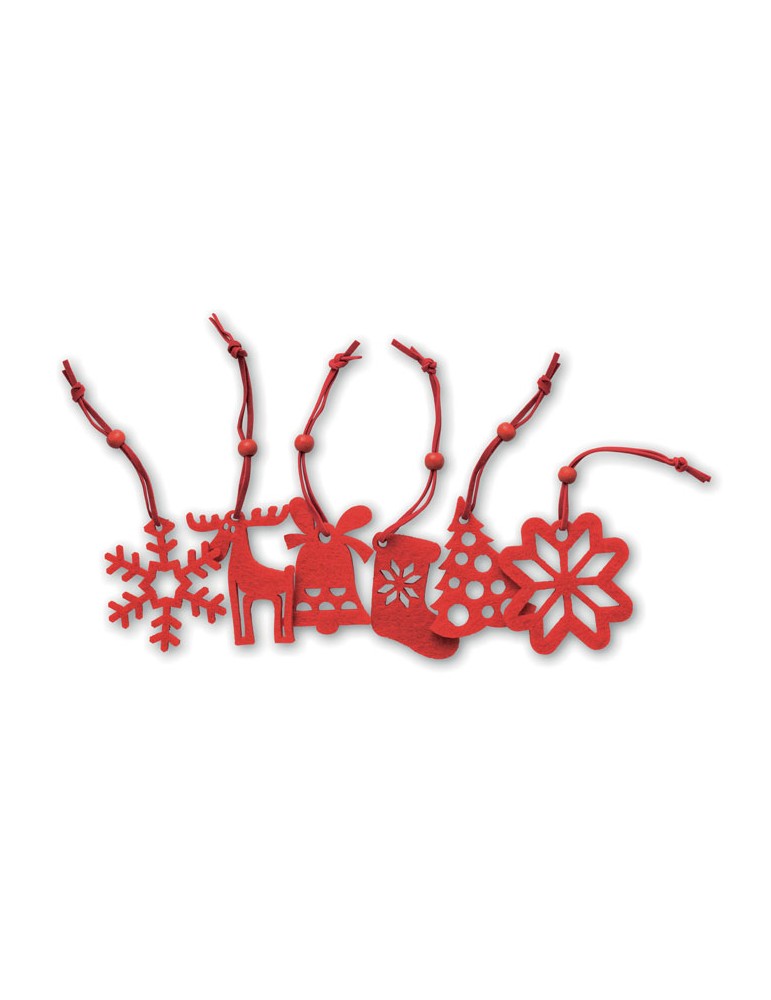 Décorations de Noël en Feutre Rouge Personnalisées - 6 Pièces pas cher