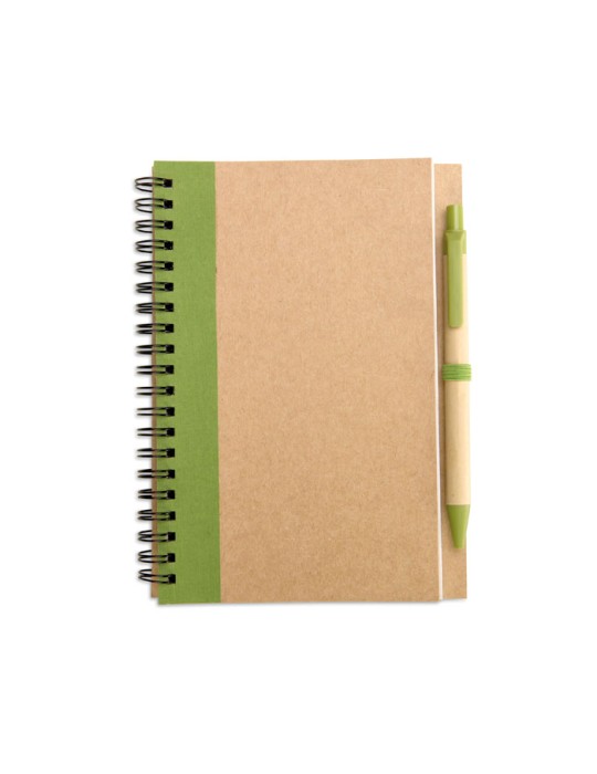Bloc-notes recyclé avec stylo personnalisé