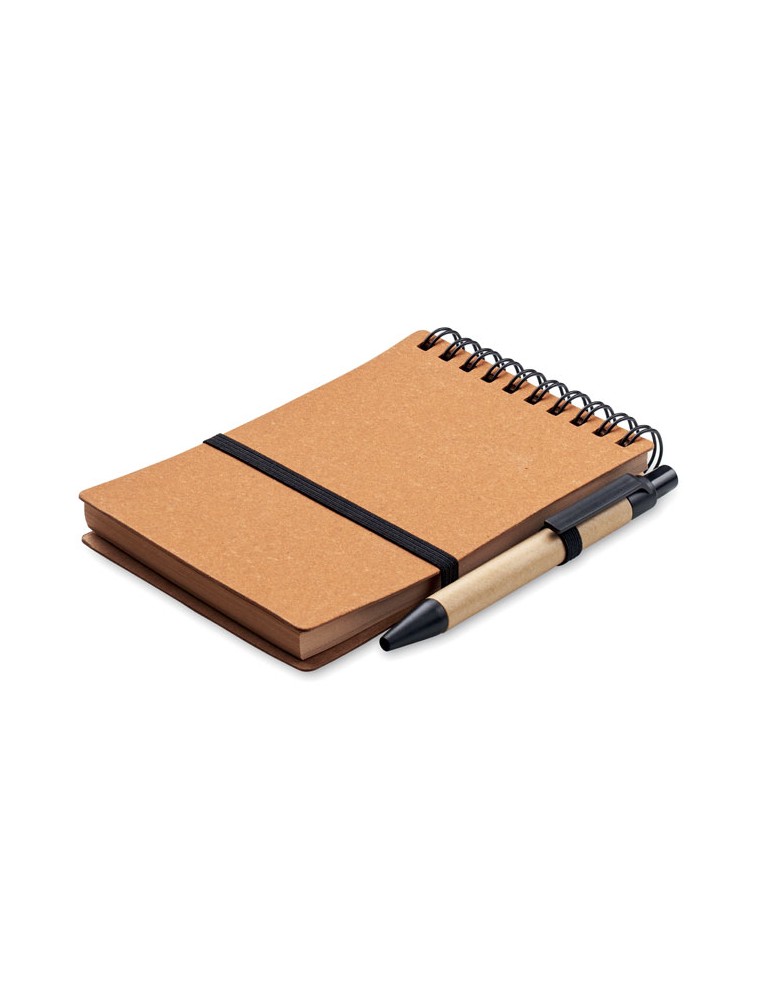 Cahier recyclé et stylo à bille publicitaire NOTIE