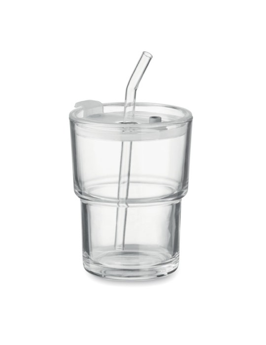 Gobelet verre et paille 400ml SIP personnalisable